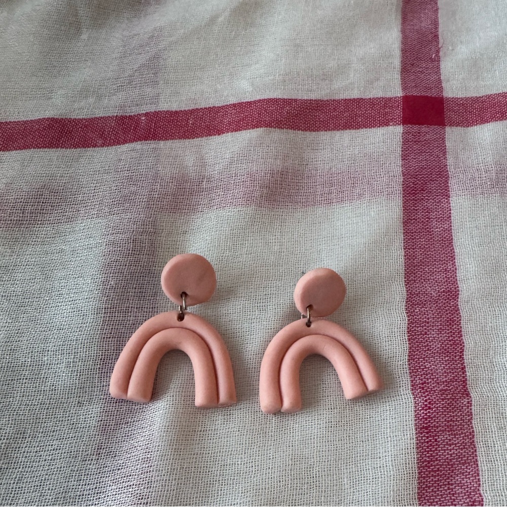 Clay Pink Rainbow Earrings